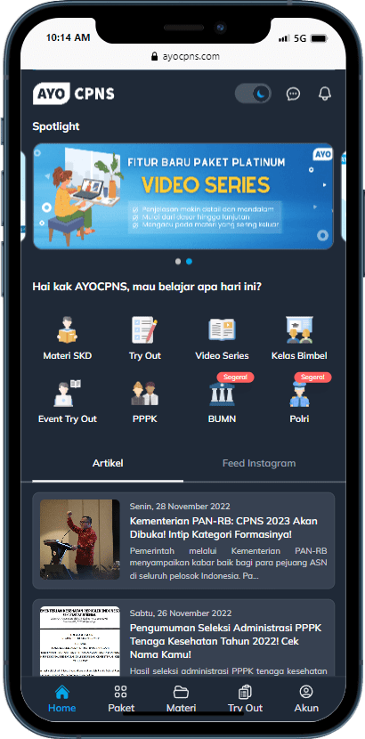 Preview aplikasi CPNS Mudah di handphone