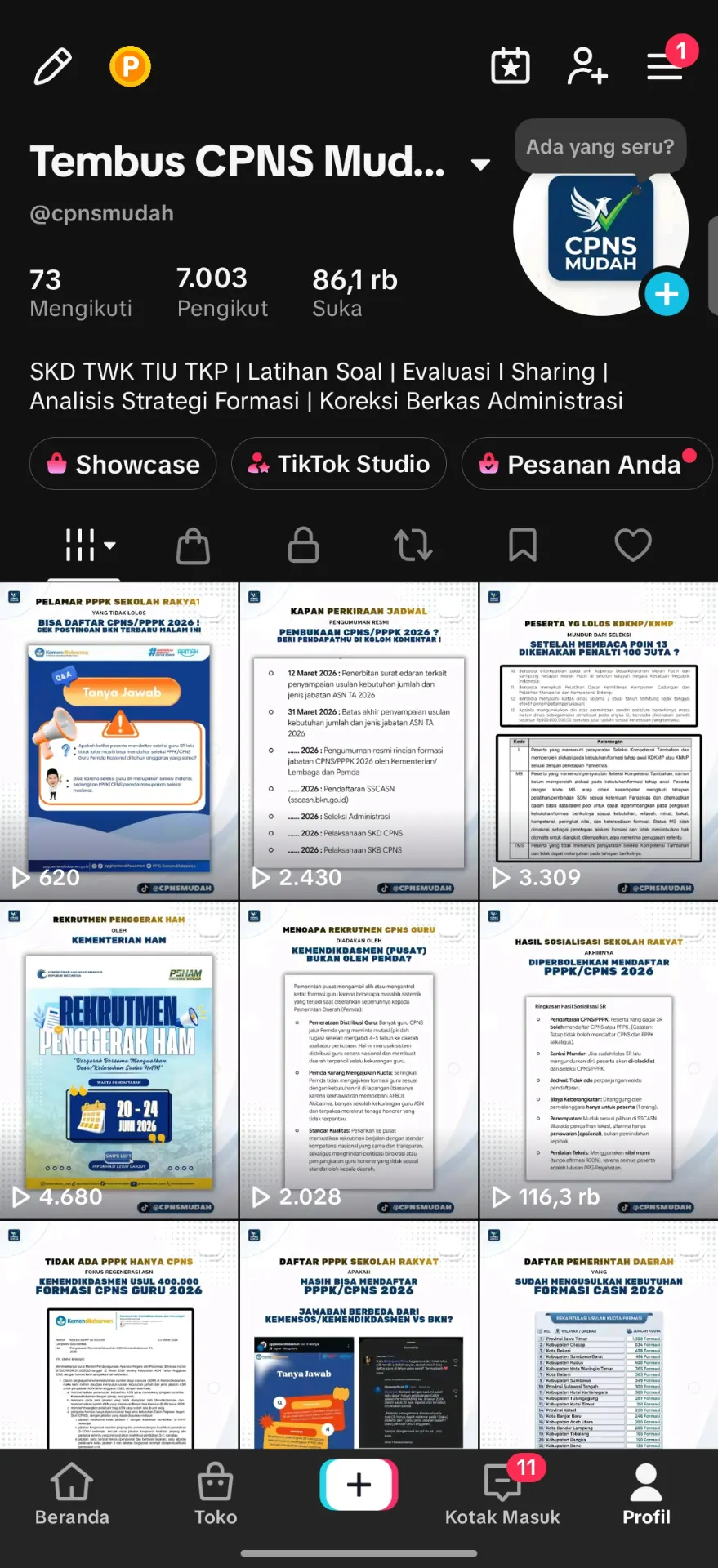Preview aplikasi CPNS Mudah di handphone